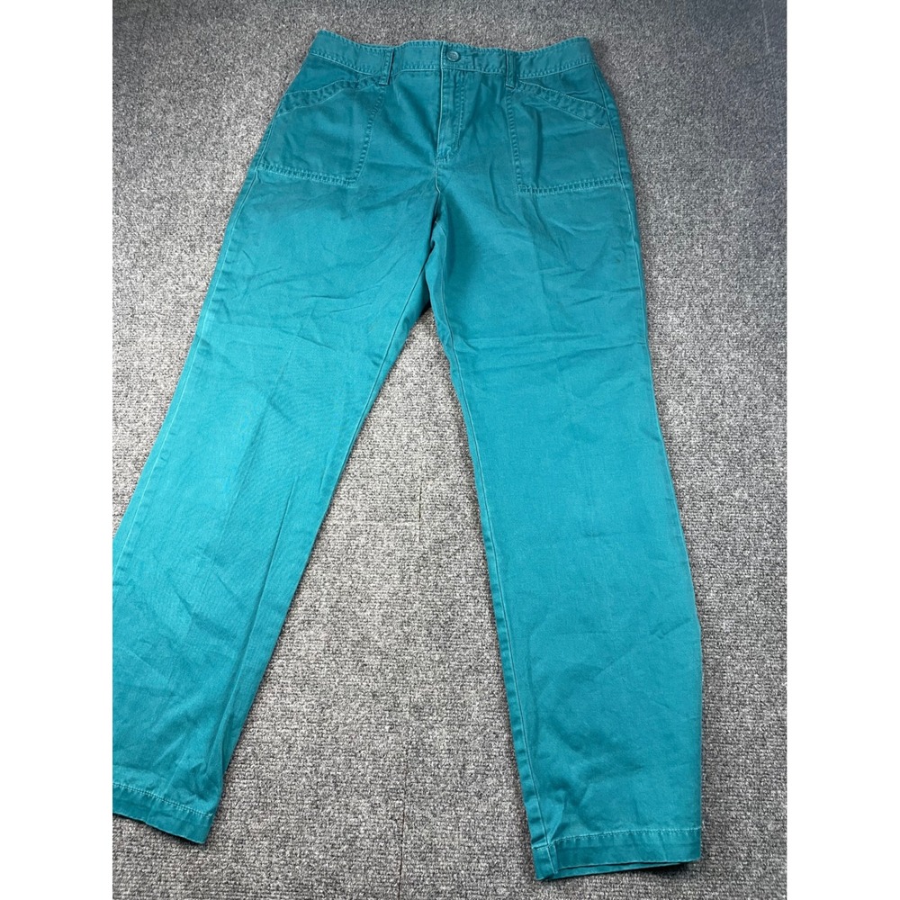 Caribbean Joe Teal Blue Cotton Twill Utility Straight Leg Pants Womens 10 32x30